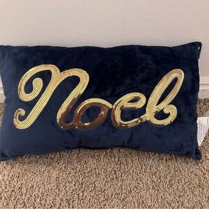 Hobby Lobby Noel Pillow with Gold Sequins on Navy